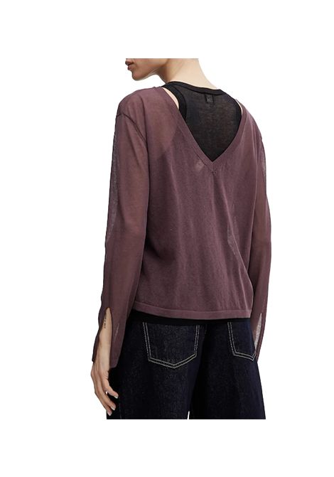 Maglia Pinko donna Martin 105153 A2LS Bordeaux cotone manica lunga elasticizzato polsini orlo PINKO | Maglie | 105153 A2LSY57